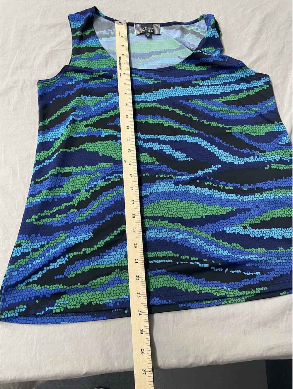 Slinky Brand Blue Scoop Neck Tank Top Blouse Size M Made in USA - Picture 4 of 4